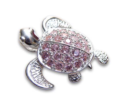 Turtle Pendant Top w/Pink cz^nCAWG[^Vo[^Vo[lbNXEy_g