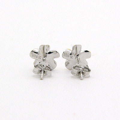 yStering Silver JewelryzVo[sAX SE Plumeria CZ Earrings 8mm/YS^nCAWG[^Vo[^Vo[COEsAX