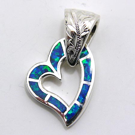 yMokuleia Jewelryz蒤Vo[y_g SOP 7 Opal Scroll Heart Pendant/^nCAWG[^Vo[^Vo[lbNXEy_g