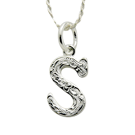 yMokuleia Jewelryz蒤Vo[y_g SP Scroll Initial Pendant (M)/SS-S^nCAWG[^Vo[^Vo[lbNXEy_g