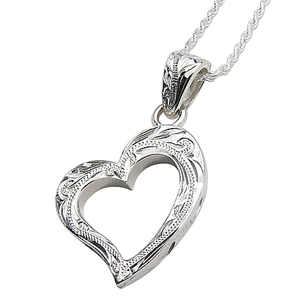 yMokuleia JewelryzVo[y_g^Silver Heart Scroll Design Pendant Top^nCAWG[^Vo[^Vo[lbNXEy_g